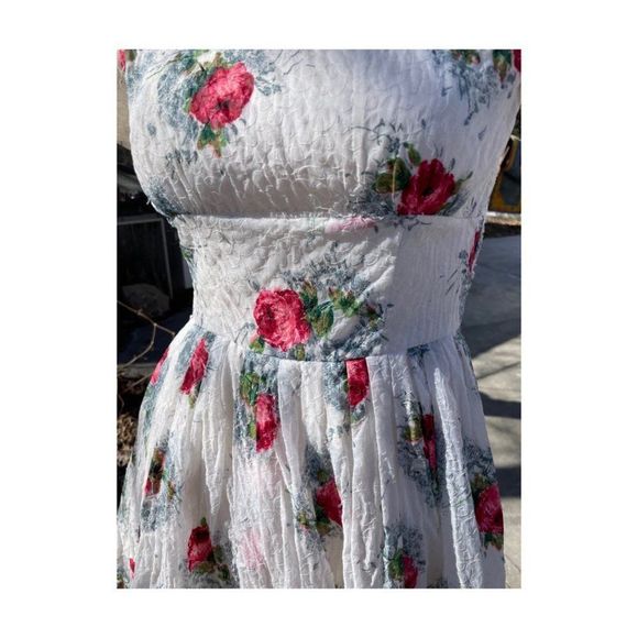 Vtg | 50s Fit & Flare Dress Floral Embroidery Party Day Dress Tea Dress Roses - Picture 8 of 16